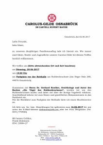 Carolus Gilde Osnabrück - Einladung zum Familienausflug am 20.06.2017-1